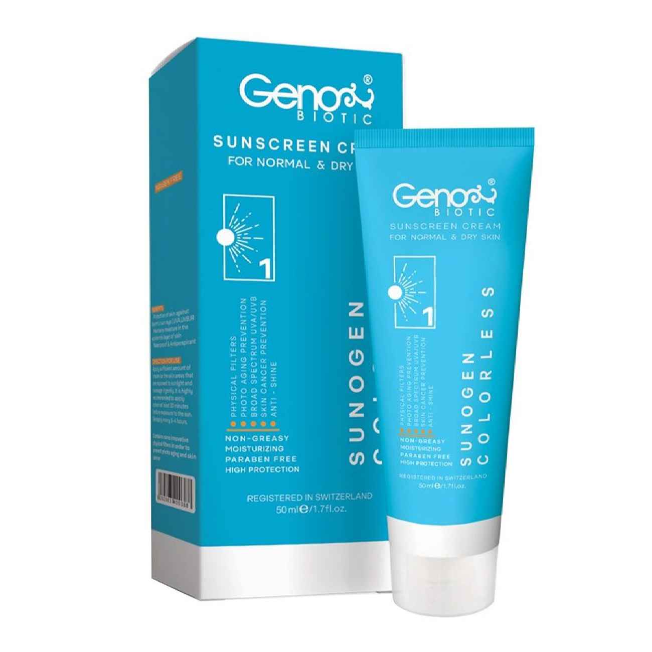 Geno Biotic Sonnencreme SPF 50 – Farblos, 50 ml (2er-Pack)