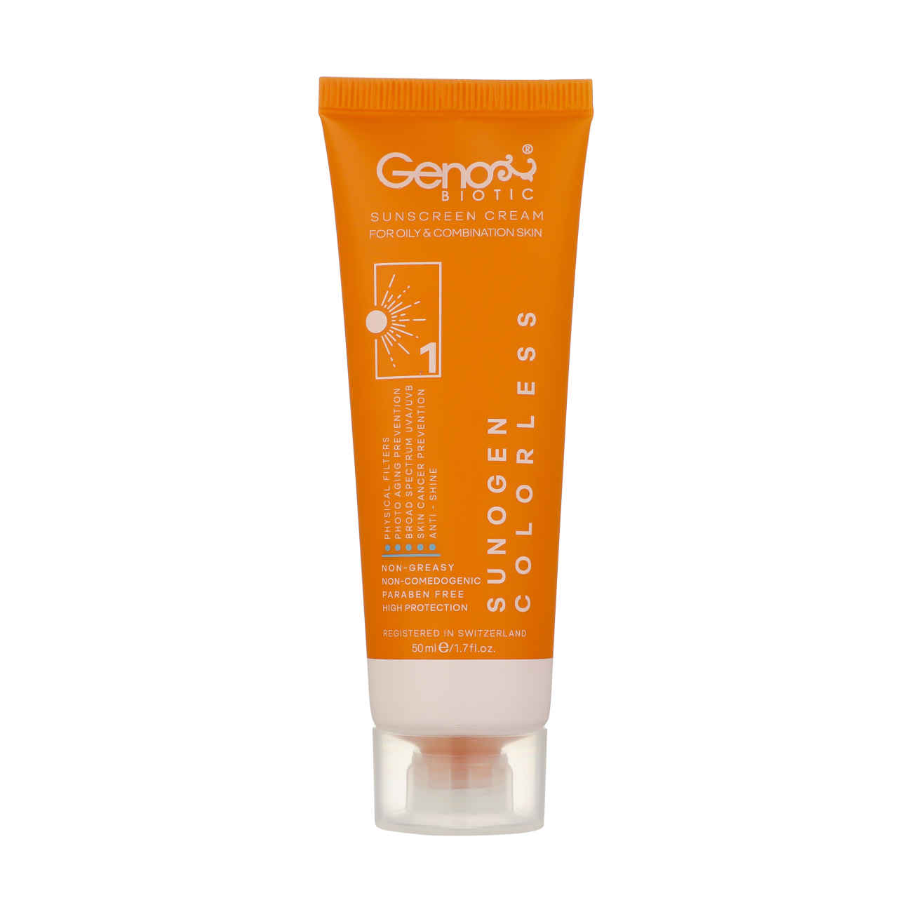Geno Biotic Sonnencreme SPF 50 – Farblos, für fettige & Mischhaut (2er-Pack)