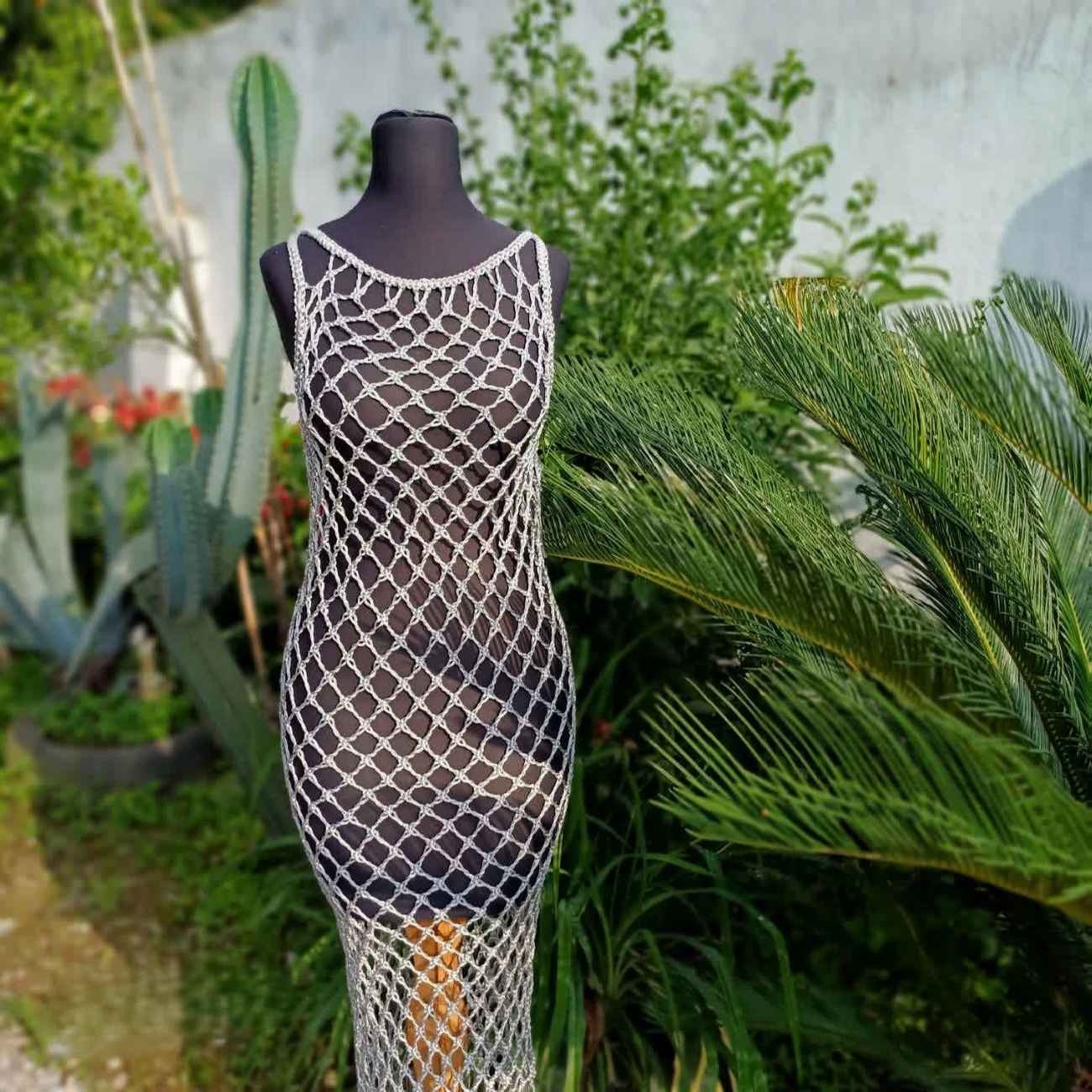 Handgefertigtes Makramee-Kleid – Wunderschöne Knoten-Details, Ideal für Strandlook