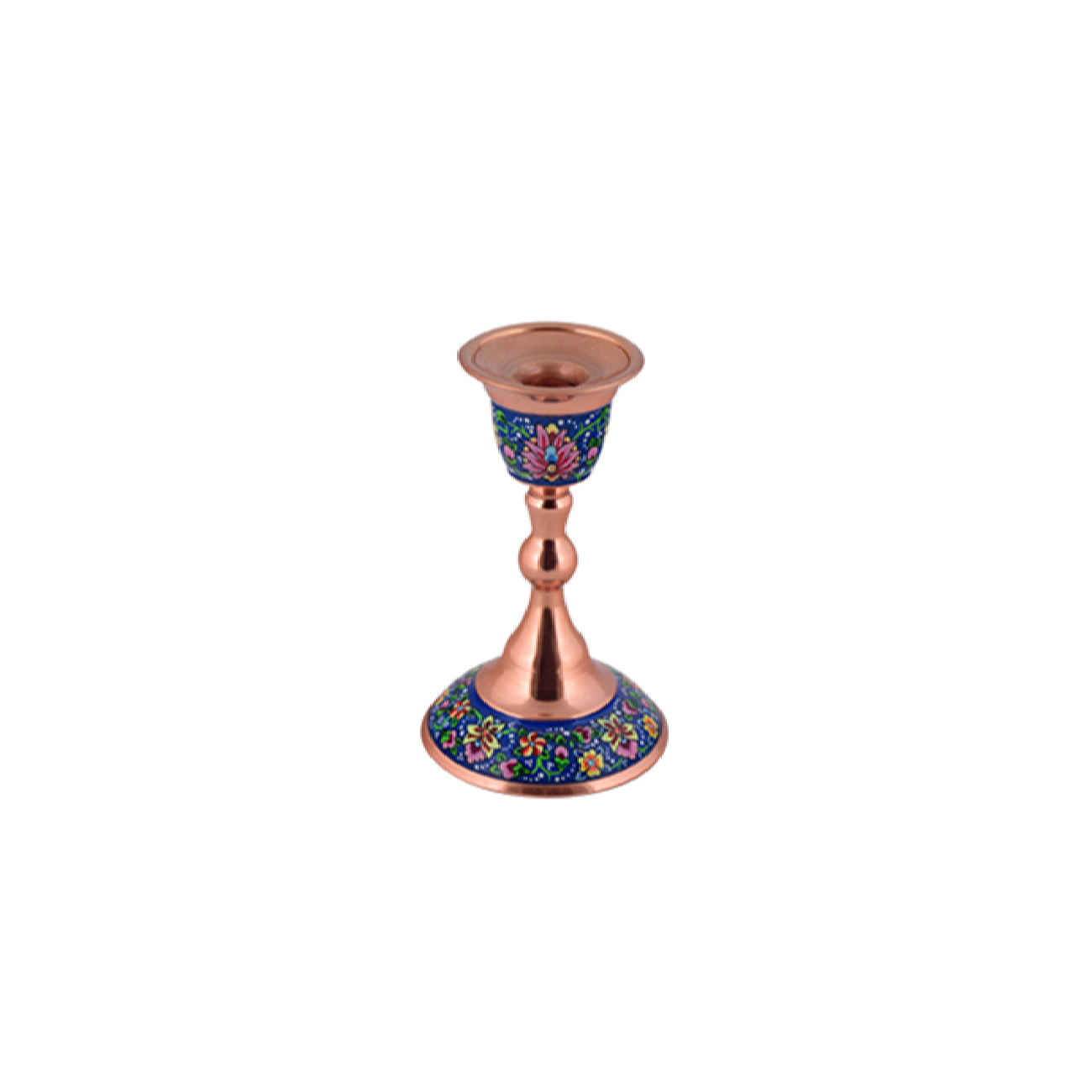 Handgefertigter persischer Kupfer-Kerzenhalter – Dekorativ mit Blumenmuster (2er-Set)