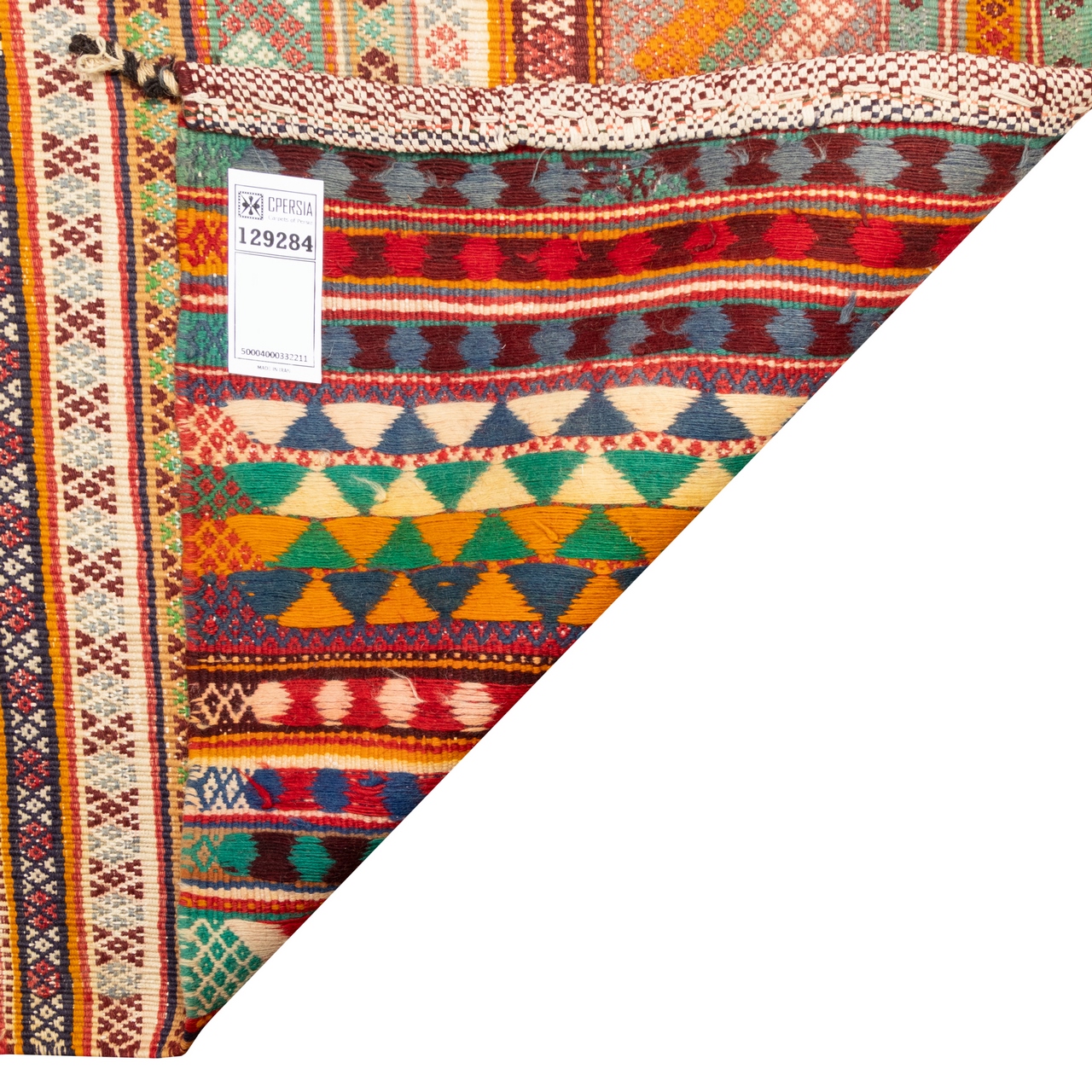 Persischer Jajim-Teppich – Flachgewebt aus Fars, traditionell gestreift in Orange