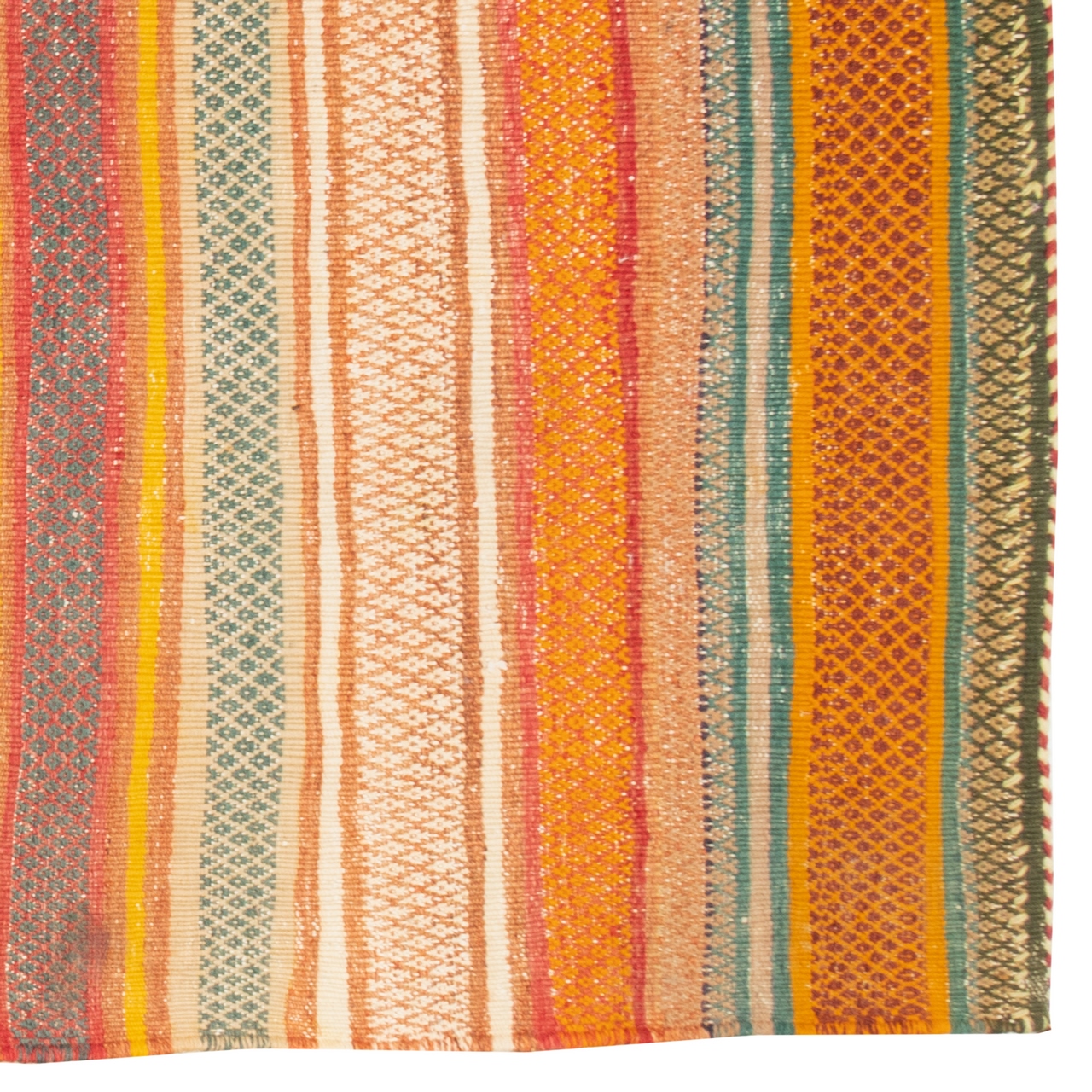 Persischer Jajim-Teppich – Flachgewebt aus Fars, traditionell gestreift in Orange