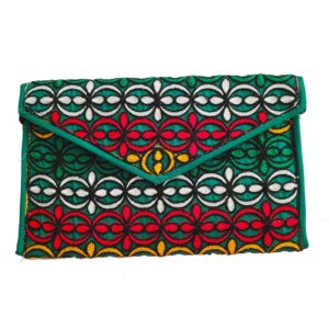 Traditionelle persische Damen-Clutch – Suzani-Stickerei in Grün