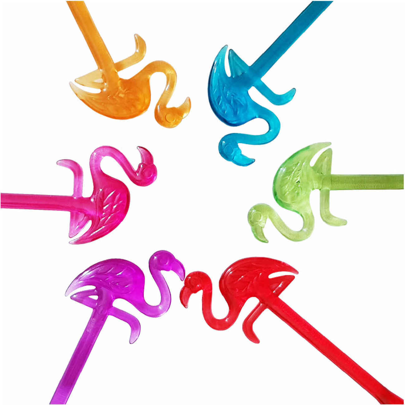 Kunststoff-Barlöffel – Perfekt zum Rühren & Schichten mit Flamingo-Design, 6er-Pack