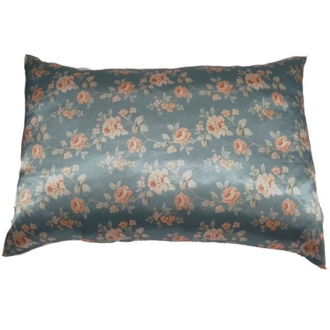 Seiden-Satin-Kissenbezug mit Vintage-Blumenmuster – Pfirsichrosen