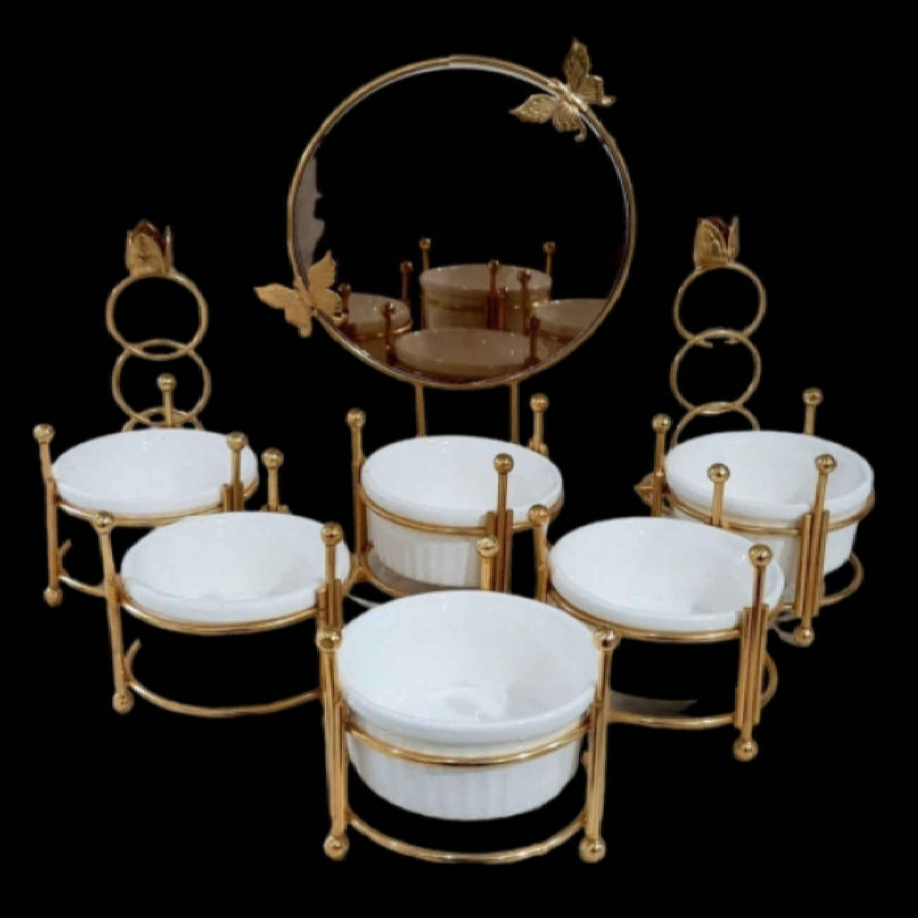 Keramik Haft Seen – Für das persische Neujahr, Set mit 9 Teilen und Schmetterlings-Design