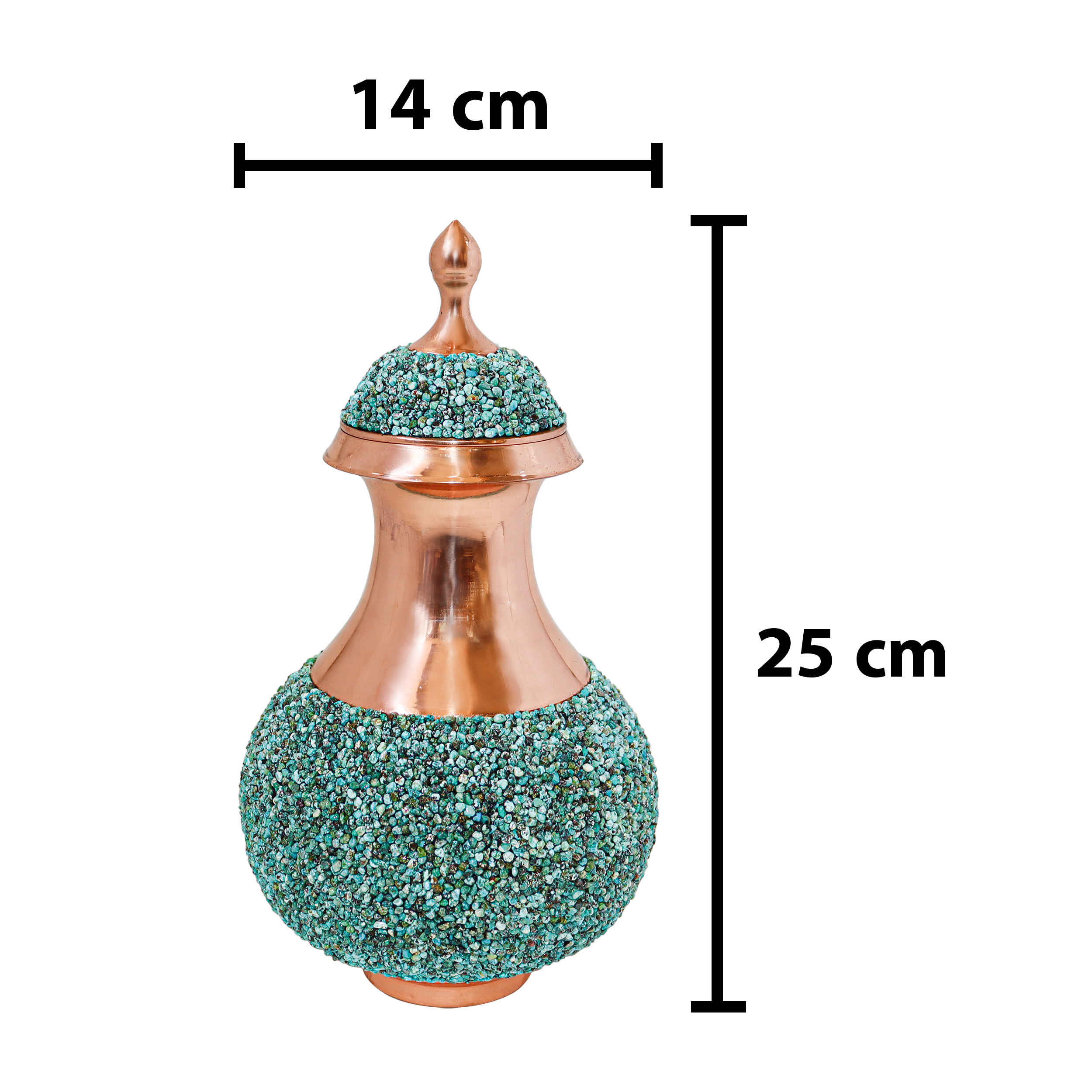 Dekorative Kupferflasche – Handgefertigt von persischen Kunsthandwerkern mit auffälligem Türkiseinlage-Design