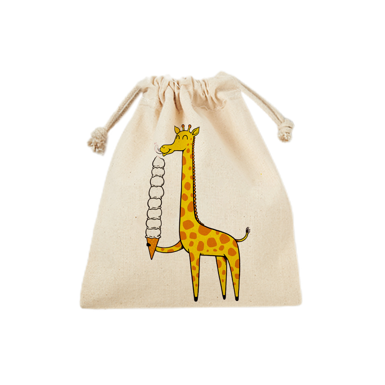 Kordelzug-Aufbewahrungstasche aus Baumwolle, umweltfreundlich und wiederverwendbar mit Giraffen-Design