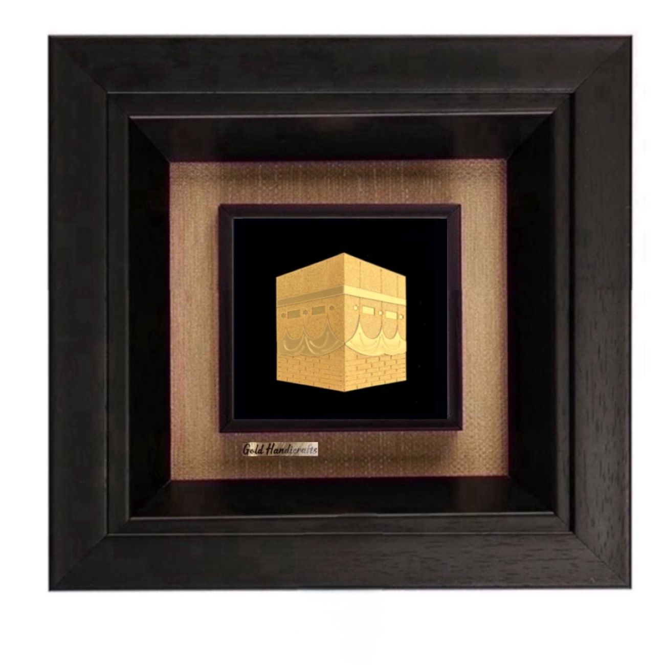 Goldgeprägtes Paneel mit Kaaba-Design – Islamischer Wanddekorrahmen