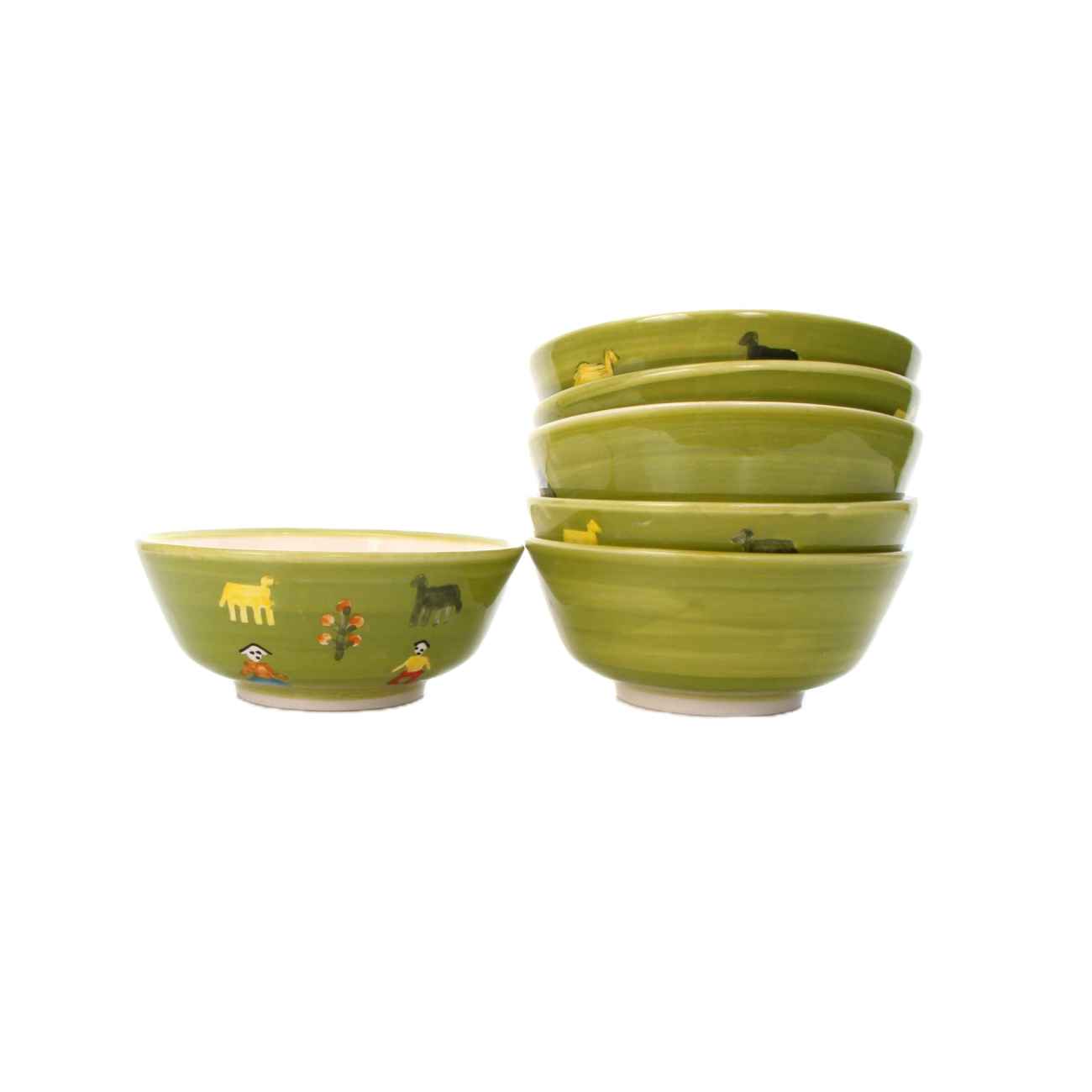 Handgefertigte künstlerische Töpfer-Schüssel – Ideal für Abgoosht, Joghurt, Suppe und Nudeln (Set aus 6)