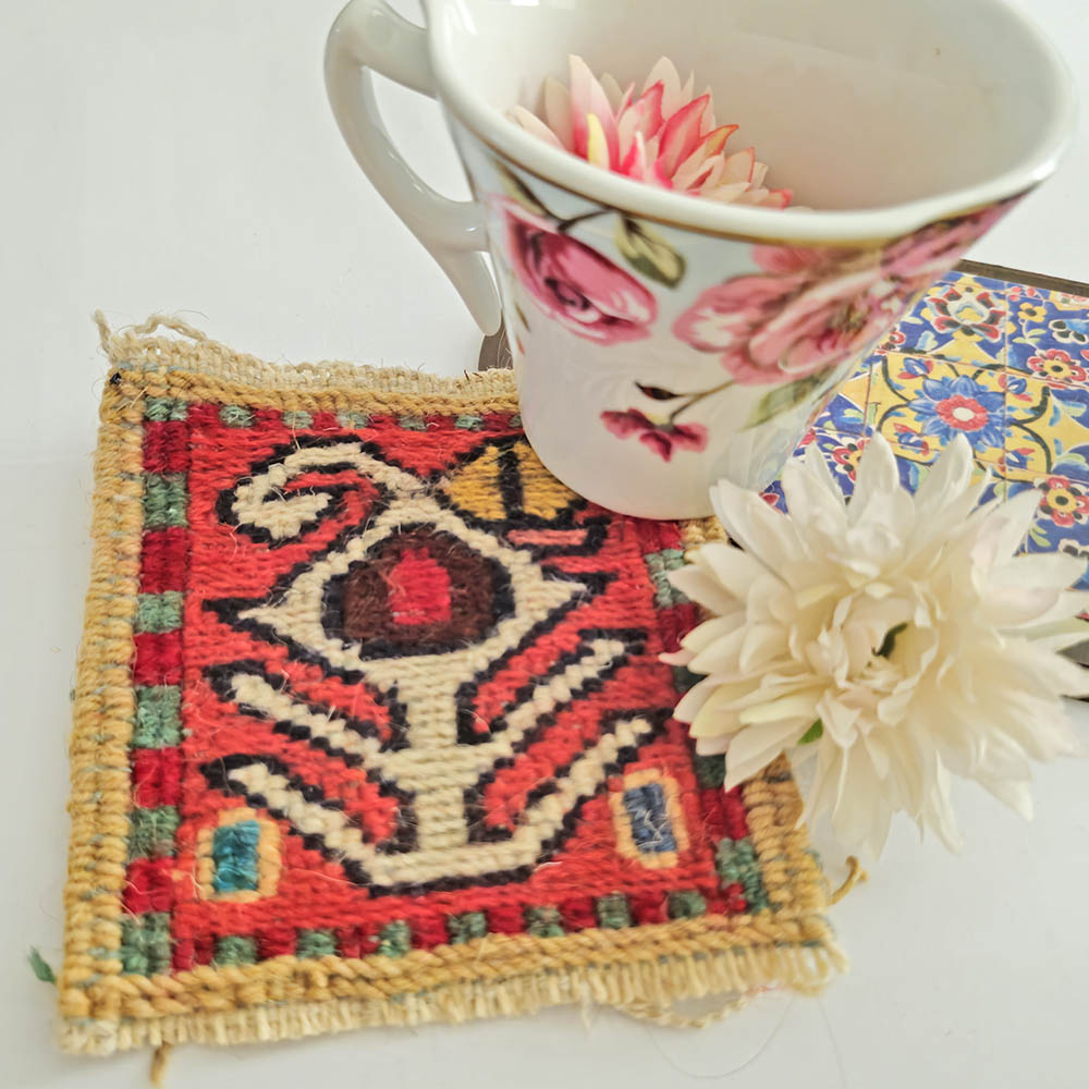 Persischer Kilim-Untersetzer – Geometrisches Design