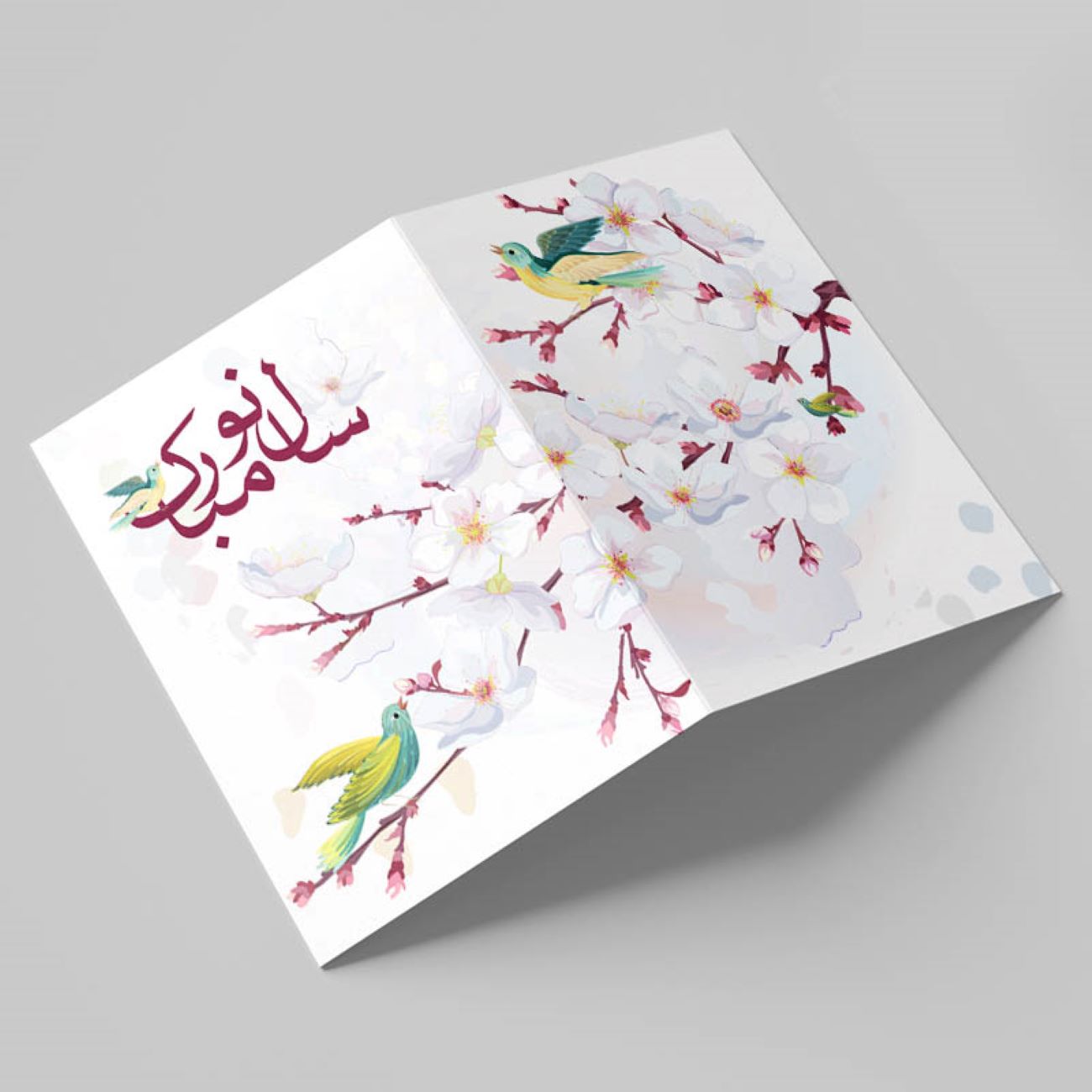Nowruz Grußkarte – 10 Stück Vogel und Blume Design