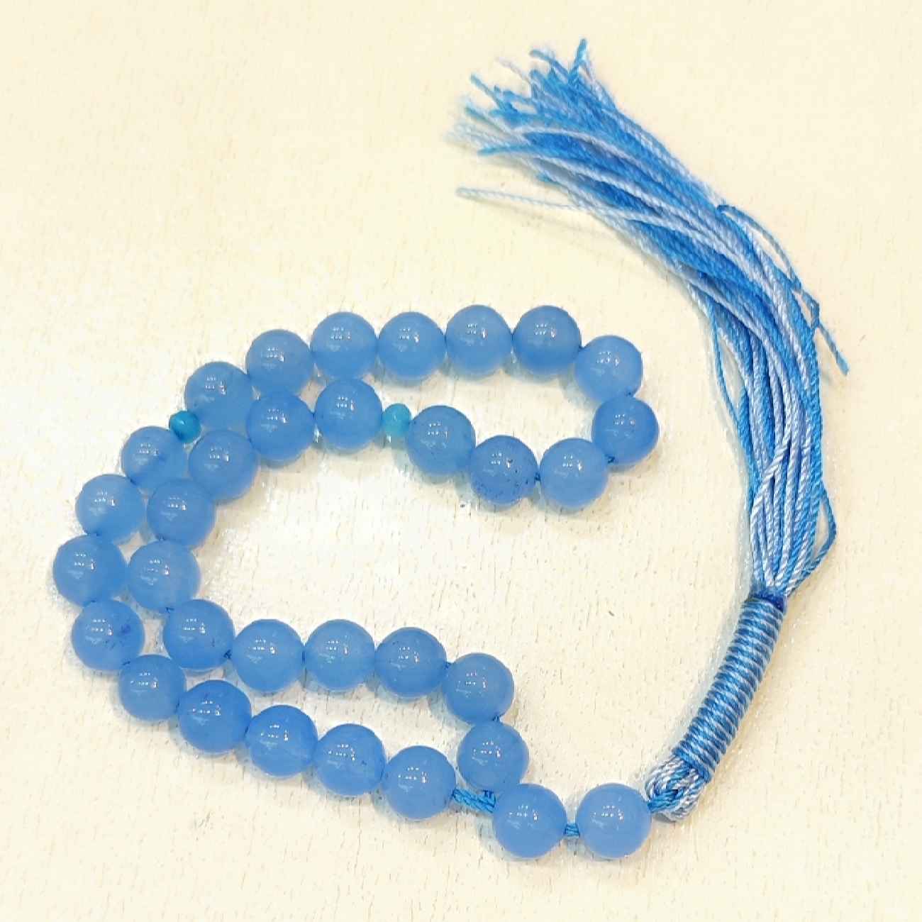 Islamische Blaue Achat-Rosenkranz, gefertigt mit 33 Gebetsperlen Tasbih