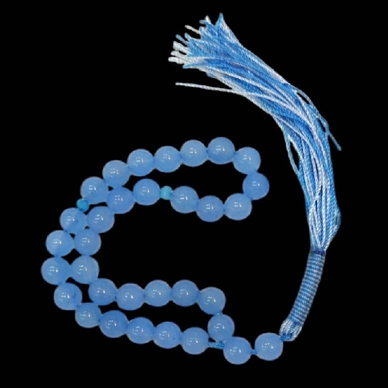 Islamische Blaue Achat-Rosenkranz, gefertigt mit 33 Gebetsperlen Tasbih