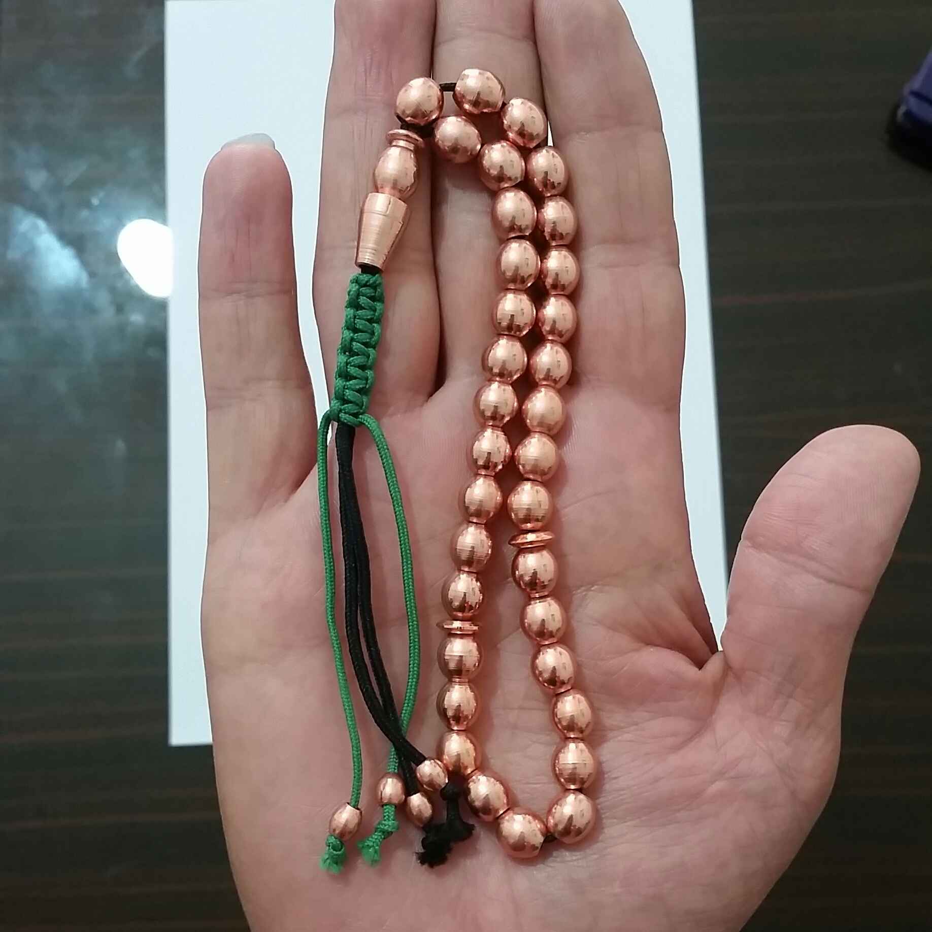 Islamischer Kupfer-Rosenkranz mit 33 Gebetsperlen Tasbih Misbaha