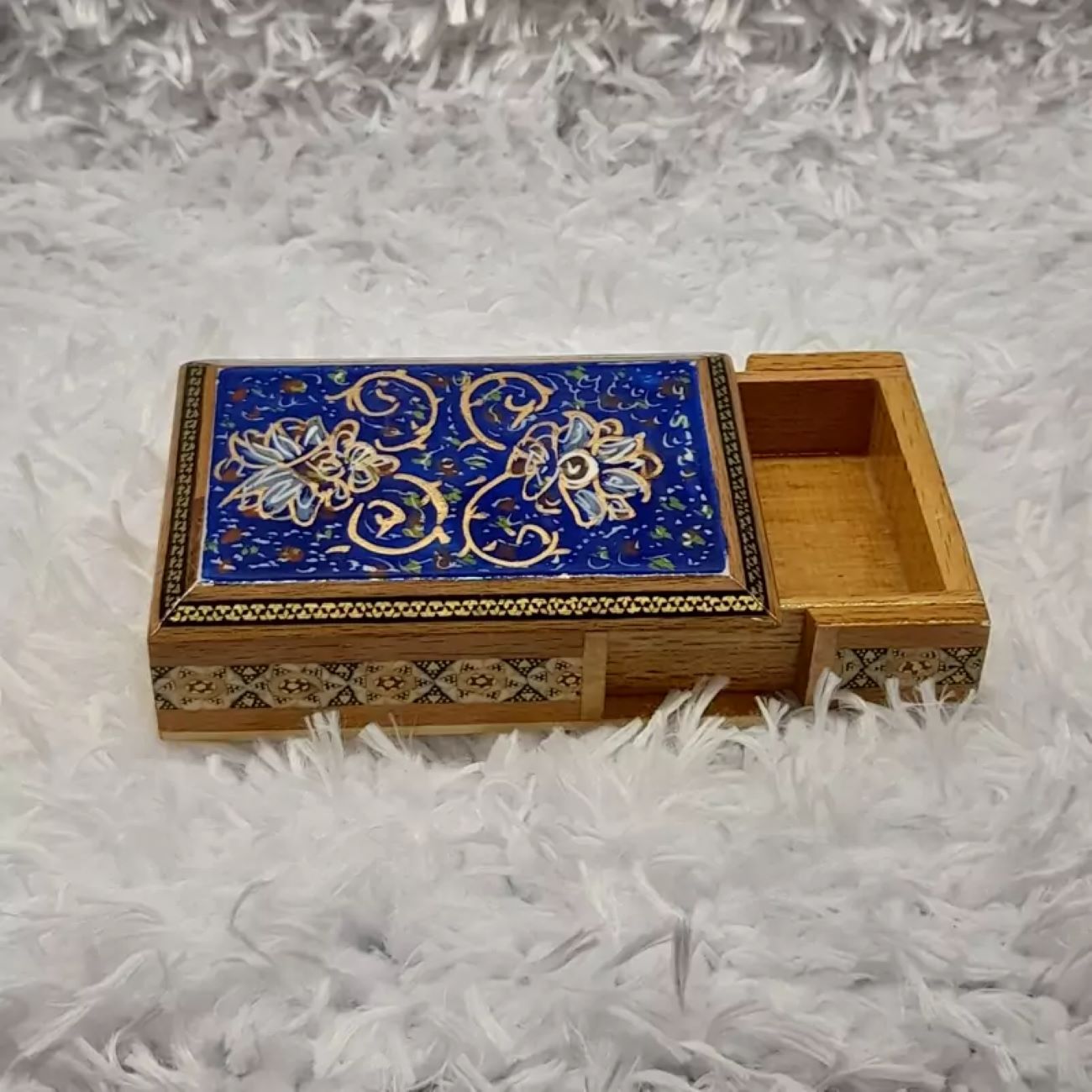 Khatamkari Visitenkartenhalter mit floralem Design – Zubehör und Geschenk, Modell Tazhib