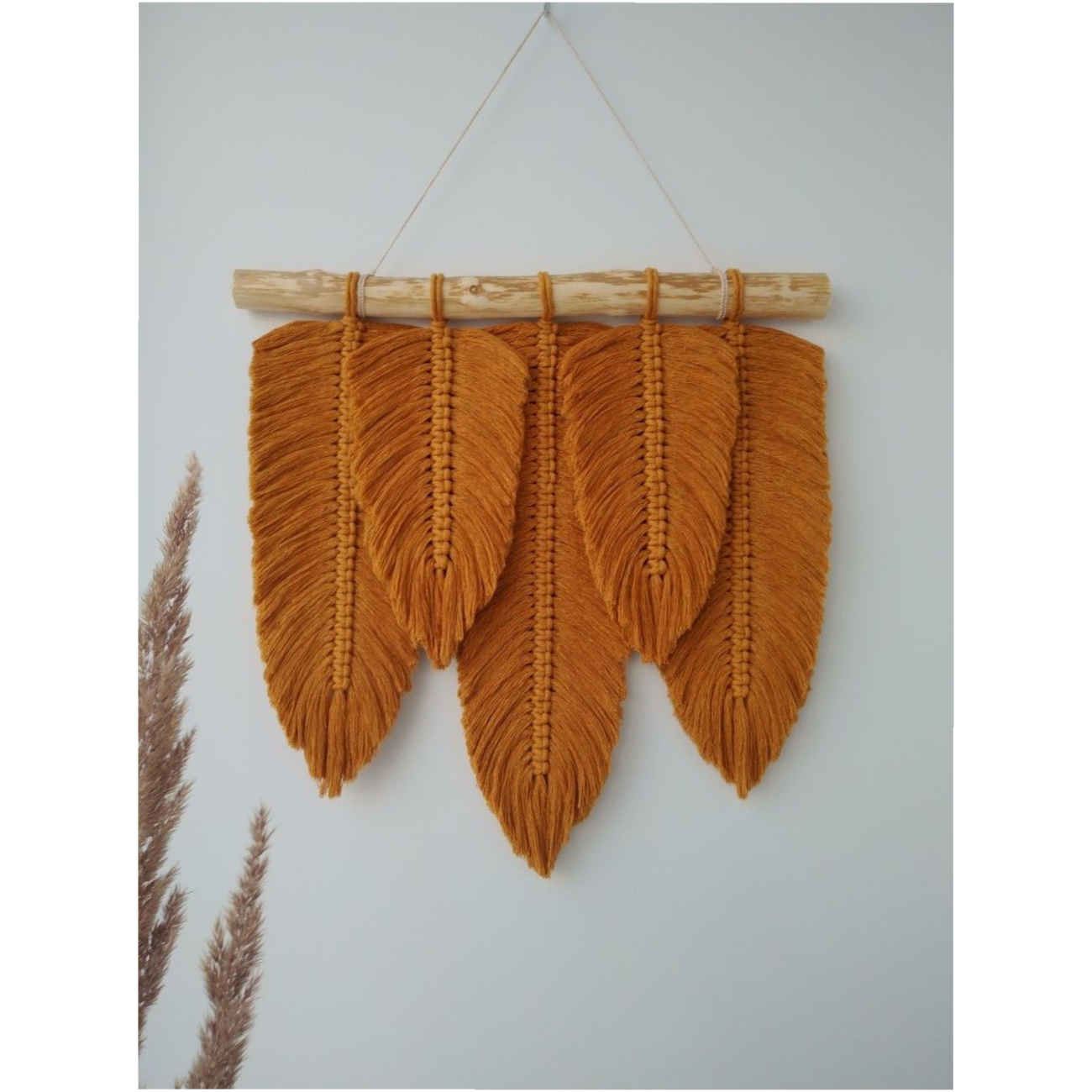 Makramee-Wandbehang-Tapisserie im Boho-Stil mit Blatt-Design