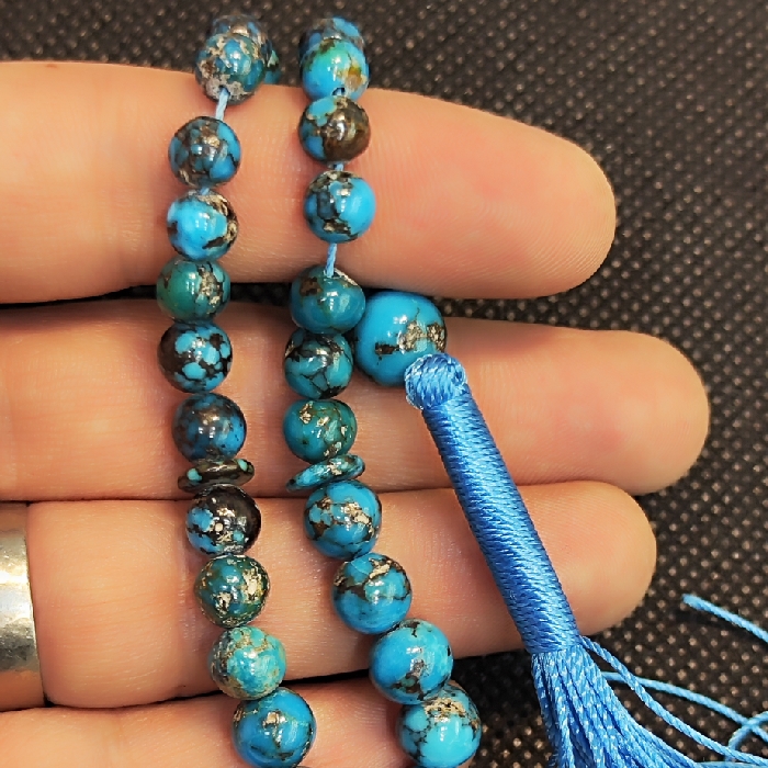 Persischer Neyshabur-Türkis-Rosenkranz – 33 Perlen Tasbih