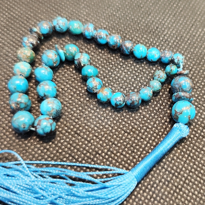 Persischer Neyshabur-Türkis-Rosenkranz – 33 Perlen Tasbih