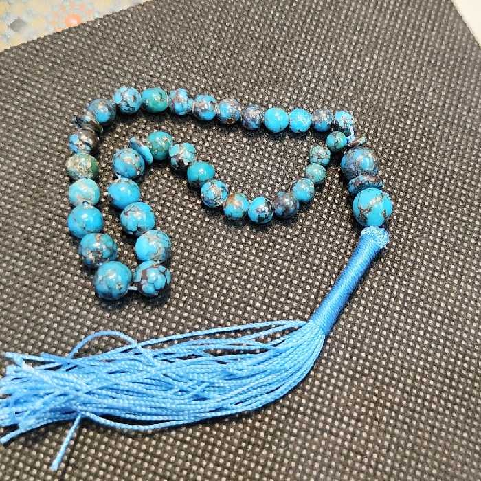 Persischer Neyshabur-Türkis-Rosenkranz – 33 Perlen Tasbih