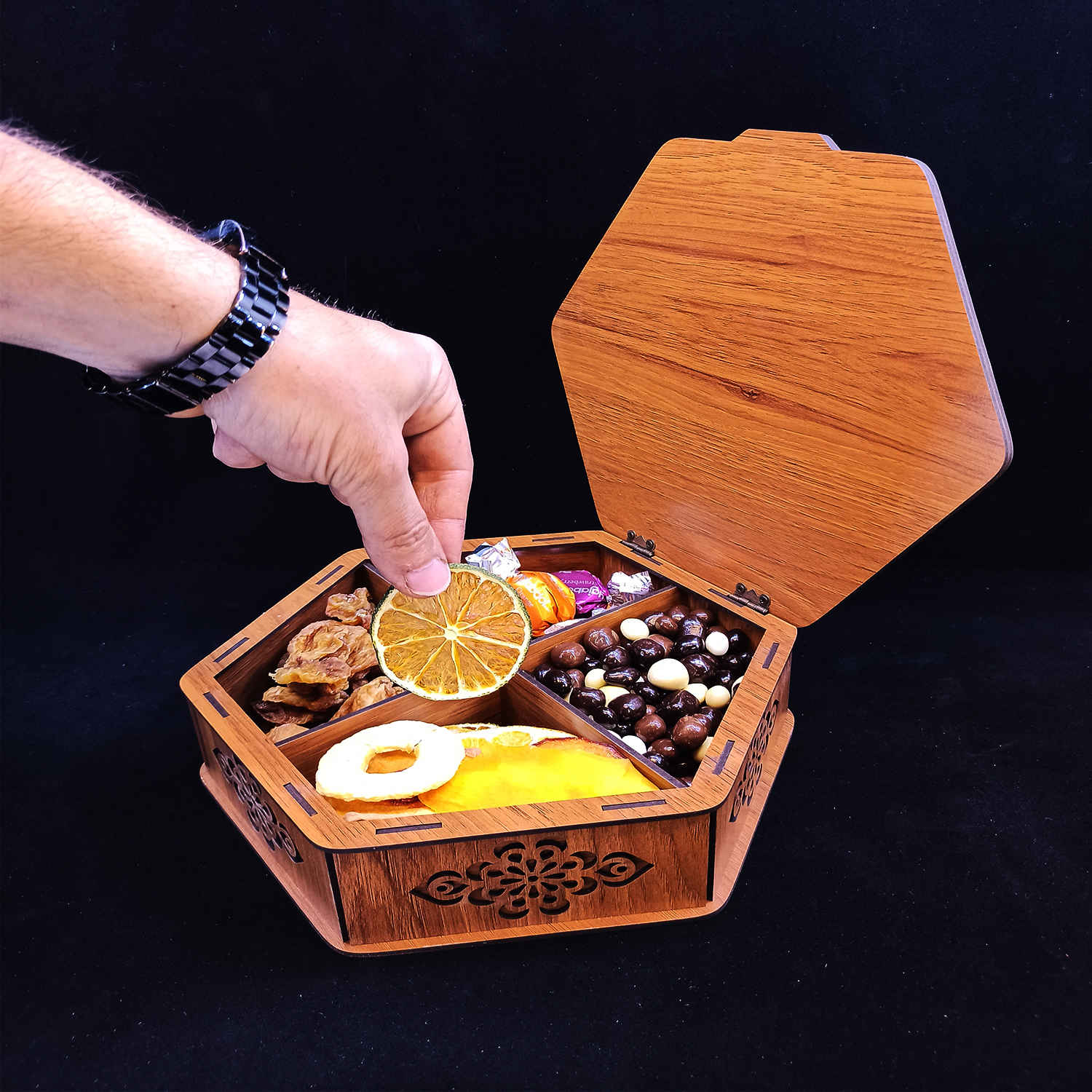 Holz-Teebeutel-Organizer – Ideal für Teeliebhaber & Geschenk mit Blumendesign