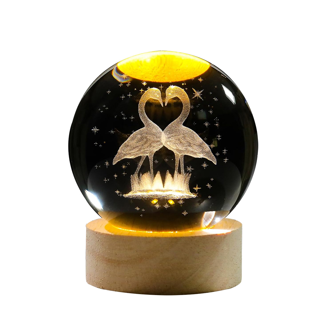 3D-Kristallkugel-Nachtlicht – Flamingo-Design mit leuchtender LED-Fantasie