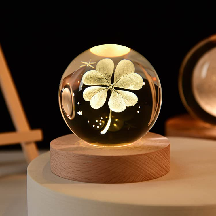 3D-Kristallkugel-Nachtlicht – Blütendesign mit leuchtender LED-Fantasie