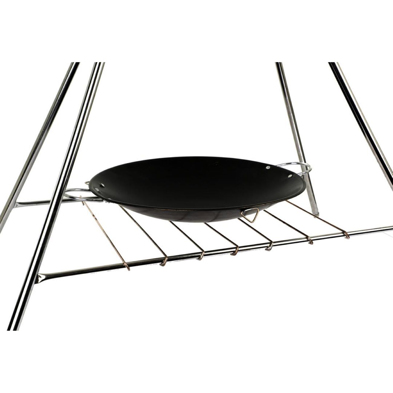Kessel-Campingkochset, 3-teilig – Stativ, Grillplatz & Pfanne