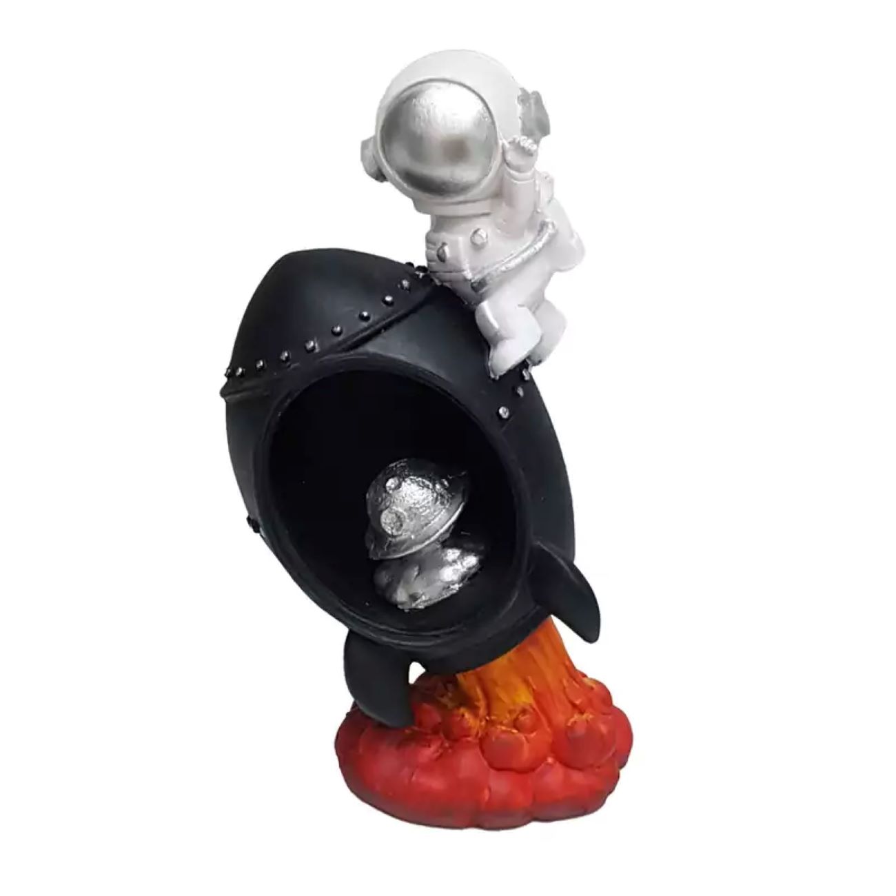 Astronauten- und Raumschiff-Statue – Faszinierendes Weltraum-Dekor