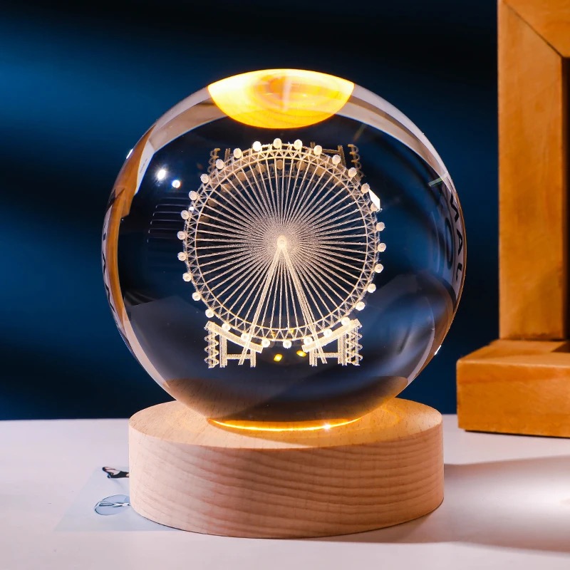 Kristallkugel-Lampe – Fantasie-Nachtlicht mit Riesenrad-Design