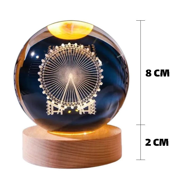 Kristallkugel-Lampe – Fantasie-Nachtlicht mit Riesenrad-Design