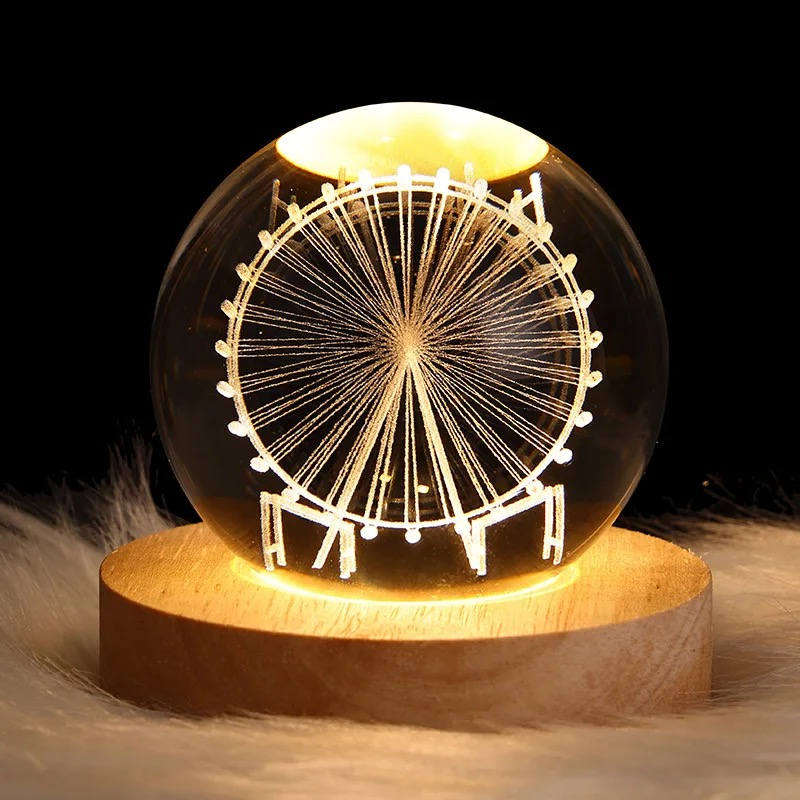 Kristallkugel-Lampe – Fantasie-Nachtlicht mit Riesenrad-Design