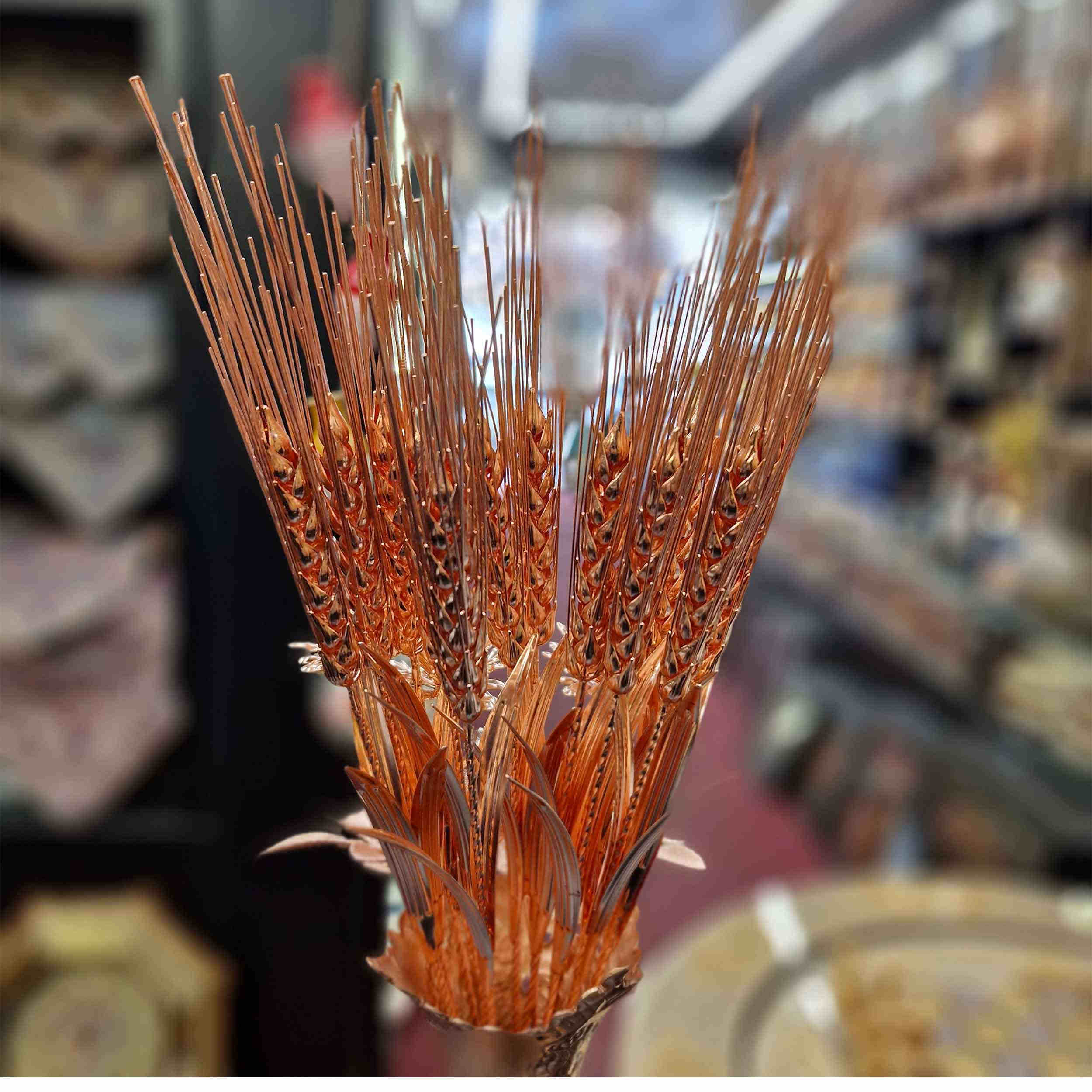 Dekorative Kupferblume mit Weizenmotiv – Symbolik & Florale Kunst für die Wohnkultur (x6)