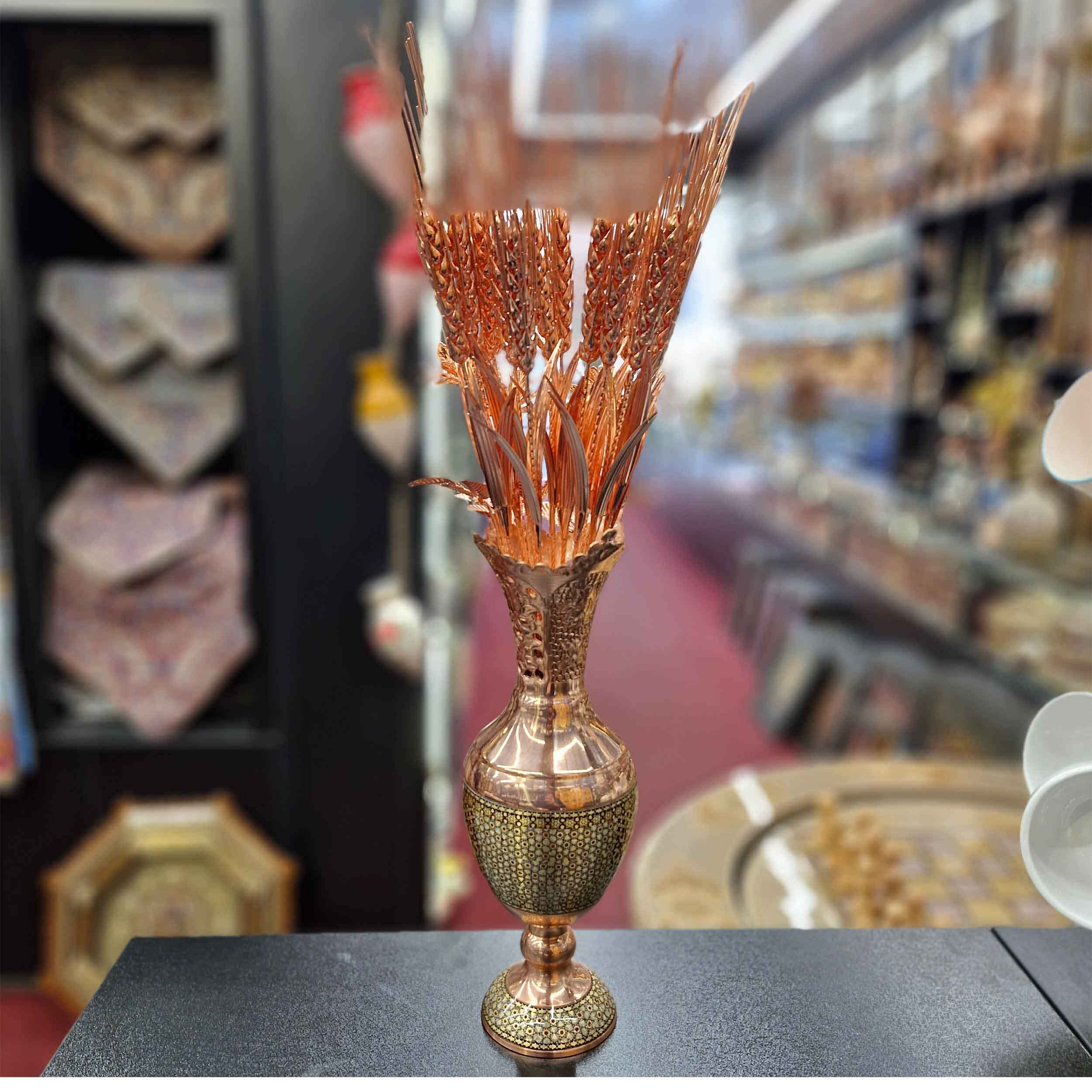 Dekorative Kupferblume mit Weizenmotiv – Symbolik & Florale Kunst für die Wohnkultur (x6)