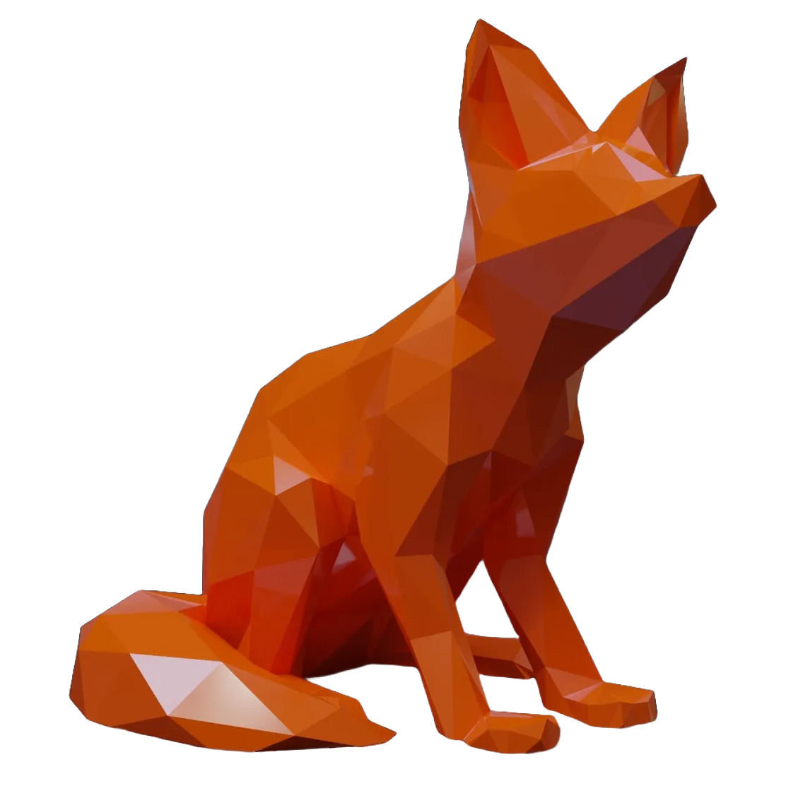 Geometrische Fuchs Kubismus Figur – Handgefertigte Moderne Kunst