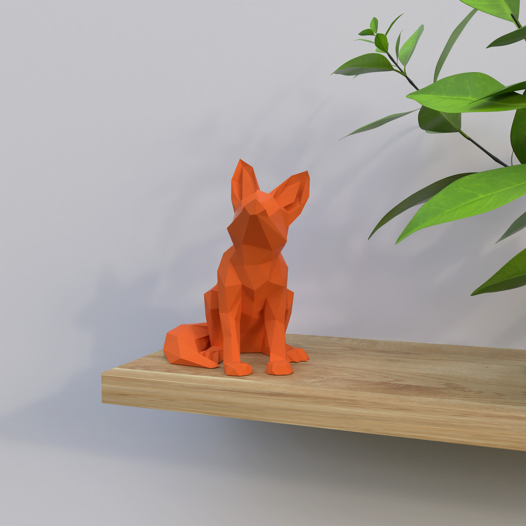Geometrische Fuchs Kubismus Figur – Handgefertigte Moderne Kunst