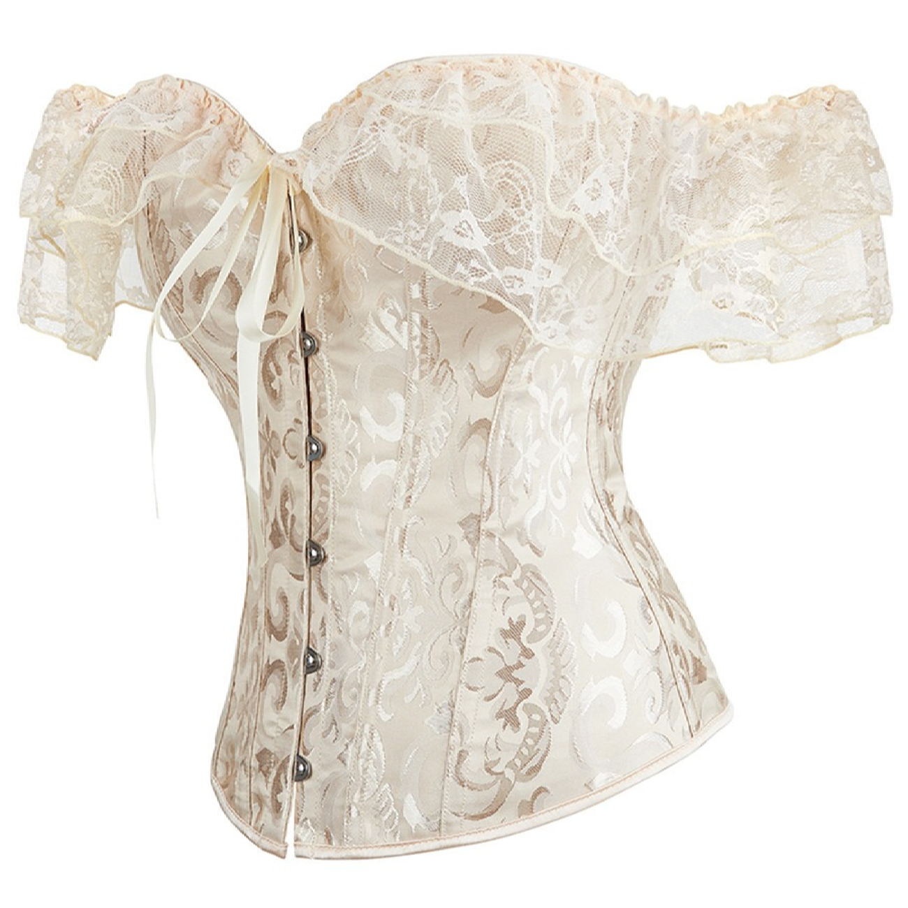 Bustier-Korsett – Perfekt für Partys mit Blumenmuster in Milchtönen