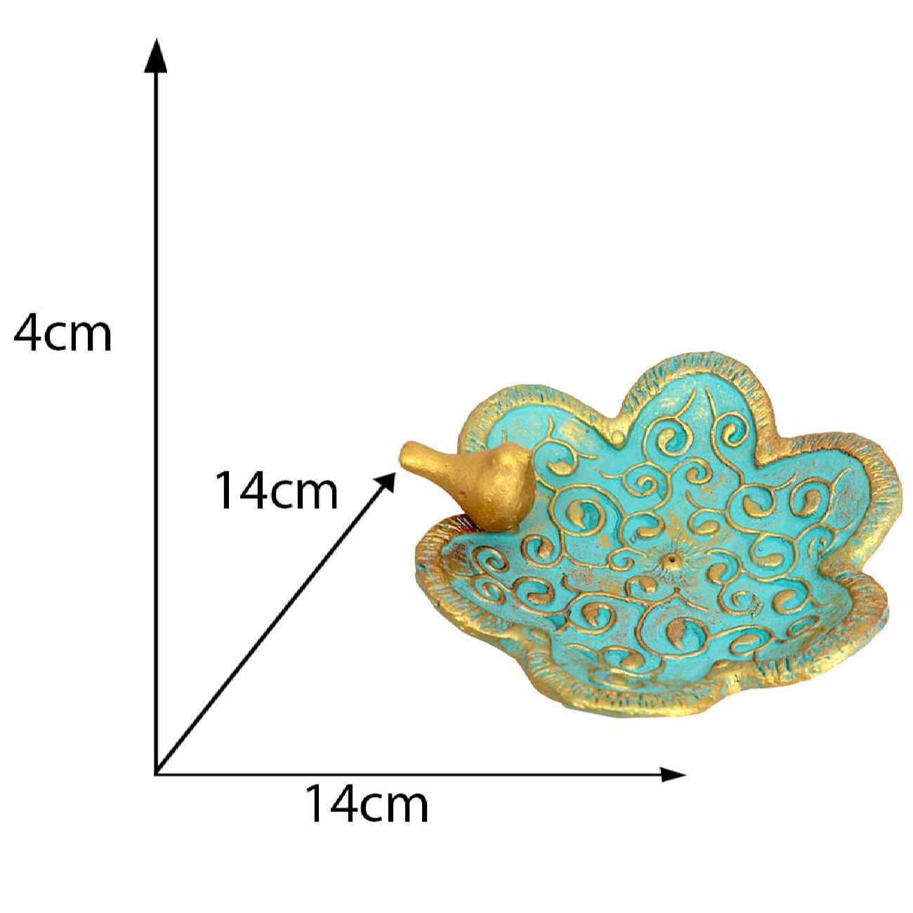 Handgefertigter Keramik-Räucherstäbchenhalter – Vogel- und Blumendesign in Türkis