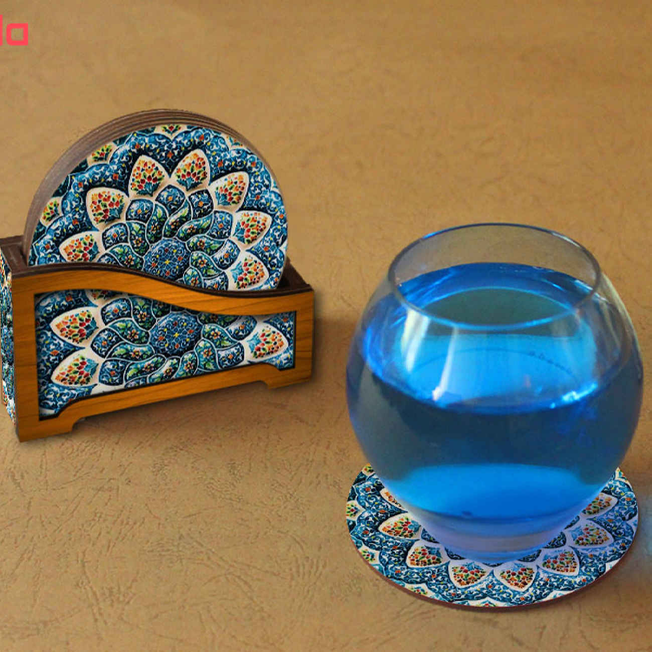 Iranisch inspirierte Holzuntersetzer – Antikes Handwerk & moderner Stil (Set mit 6 Stück)