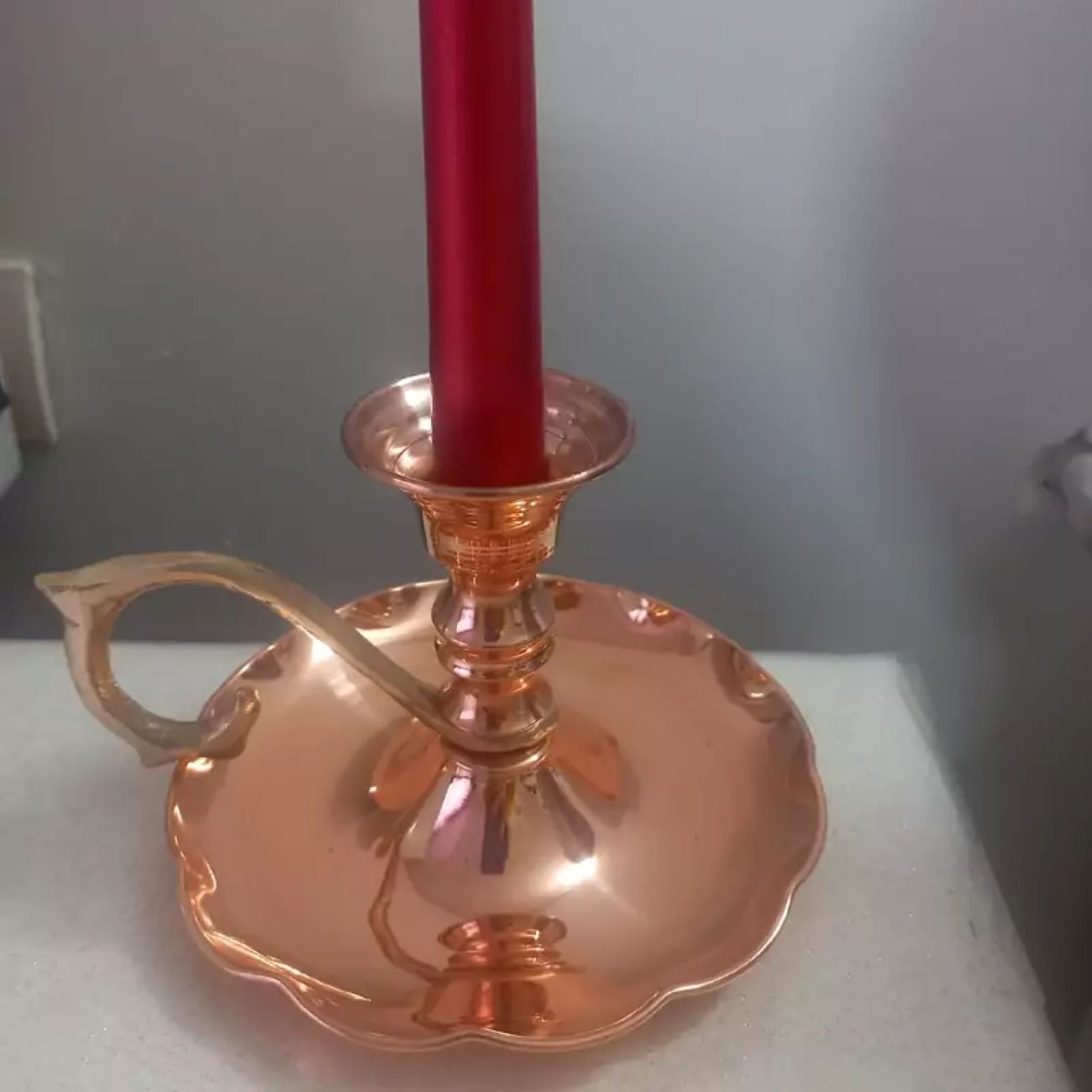 Paar handgefertigte Kupfer-Kerzenhalter im eleganten Vintage-Stil, nanobeschichtet