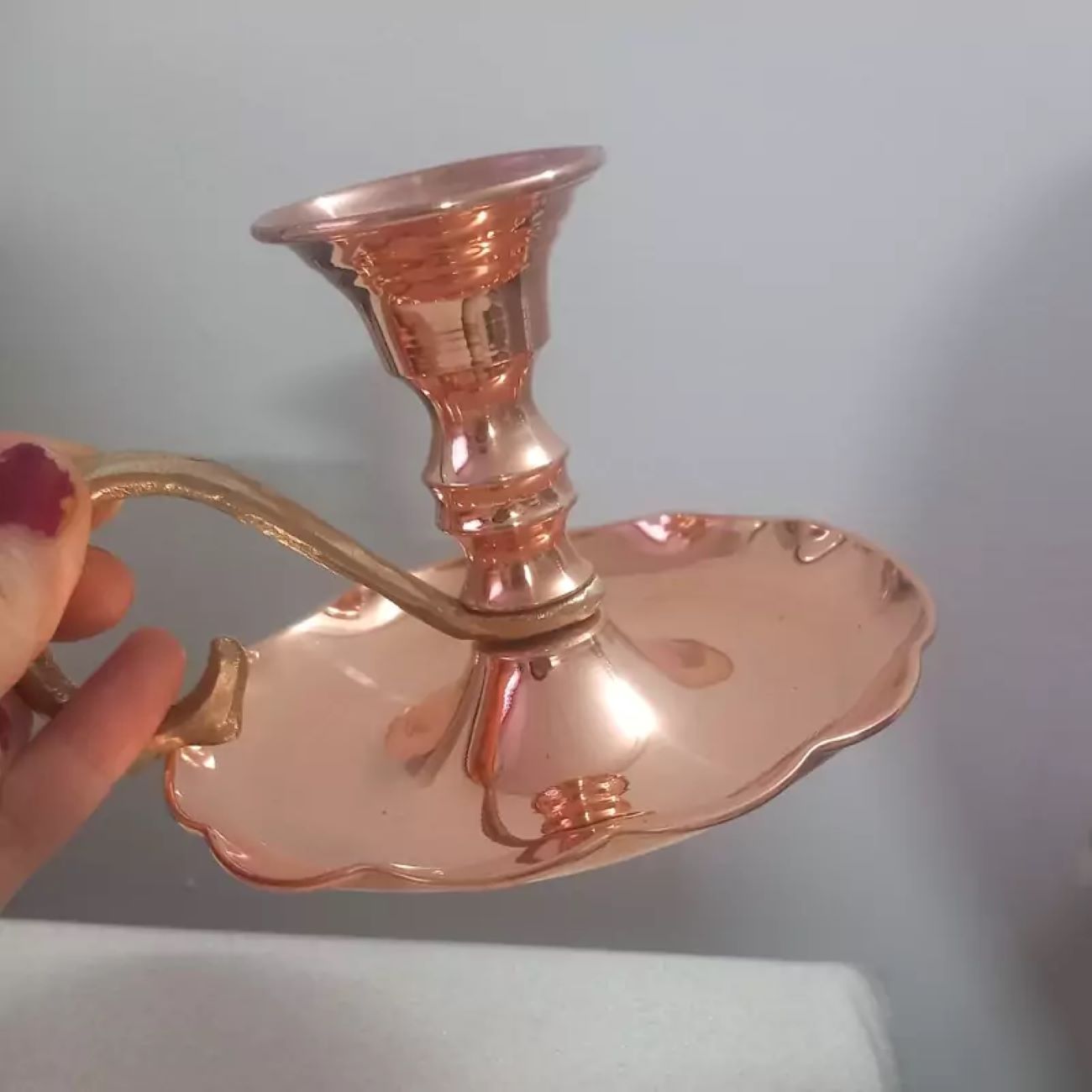 Paar handgefertigte Kupfer-Kerzenhalter im eleganten Vintage-Stil, nanobeschichtet