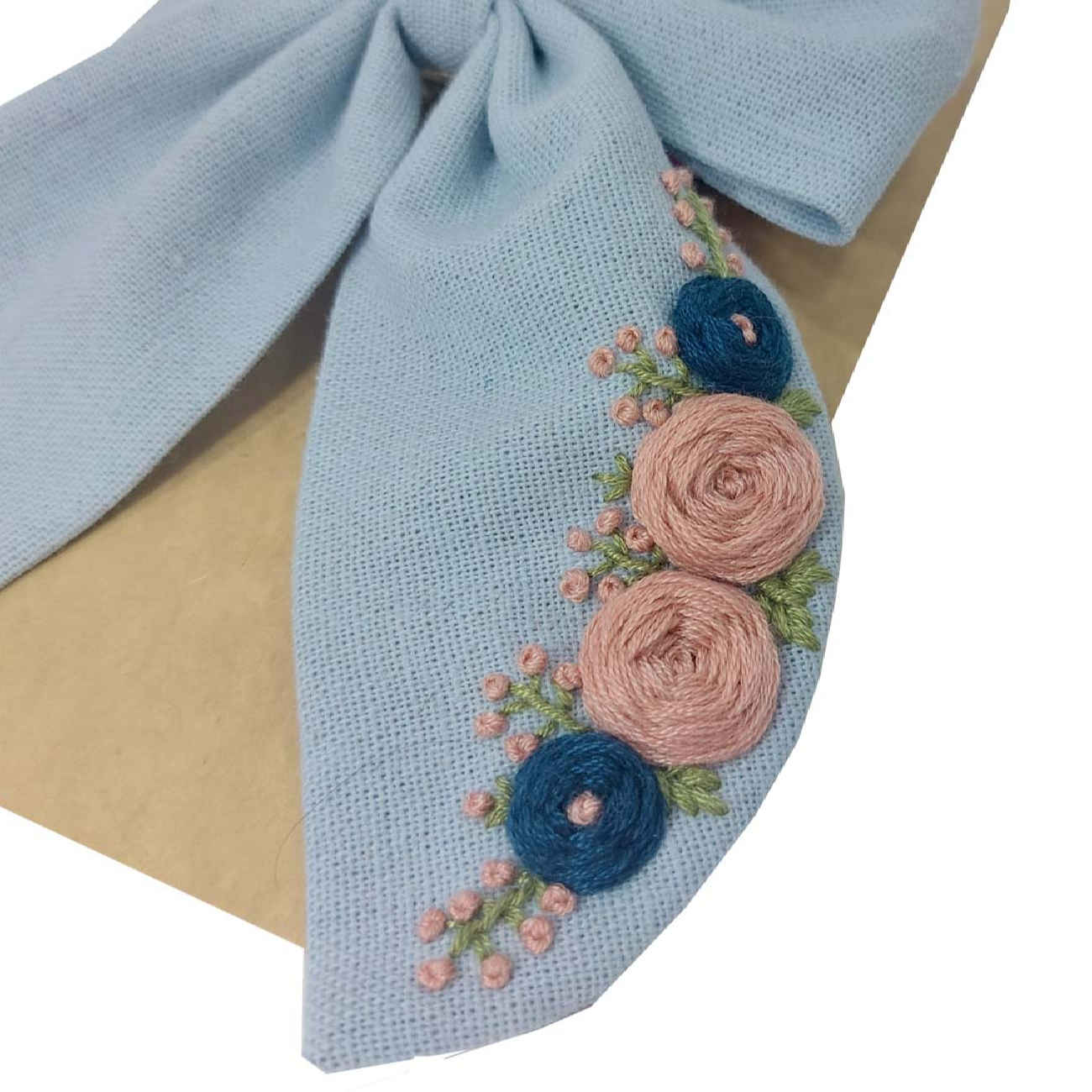 Linen Haarklammer für Damen – Bogen mit Blumenmuster für Alle Frisuren