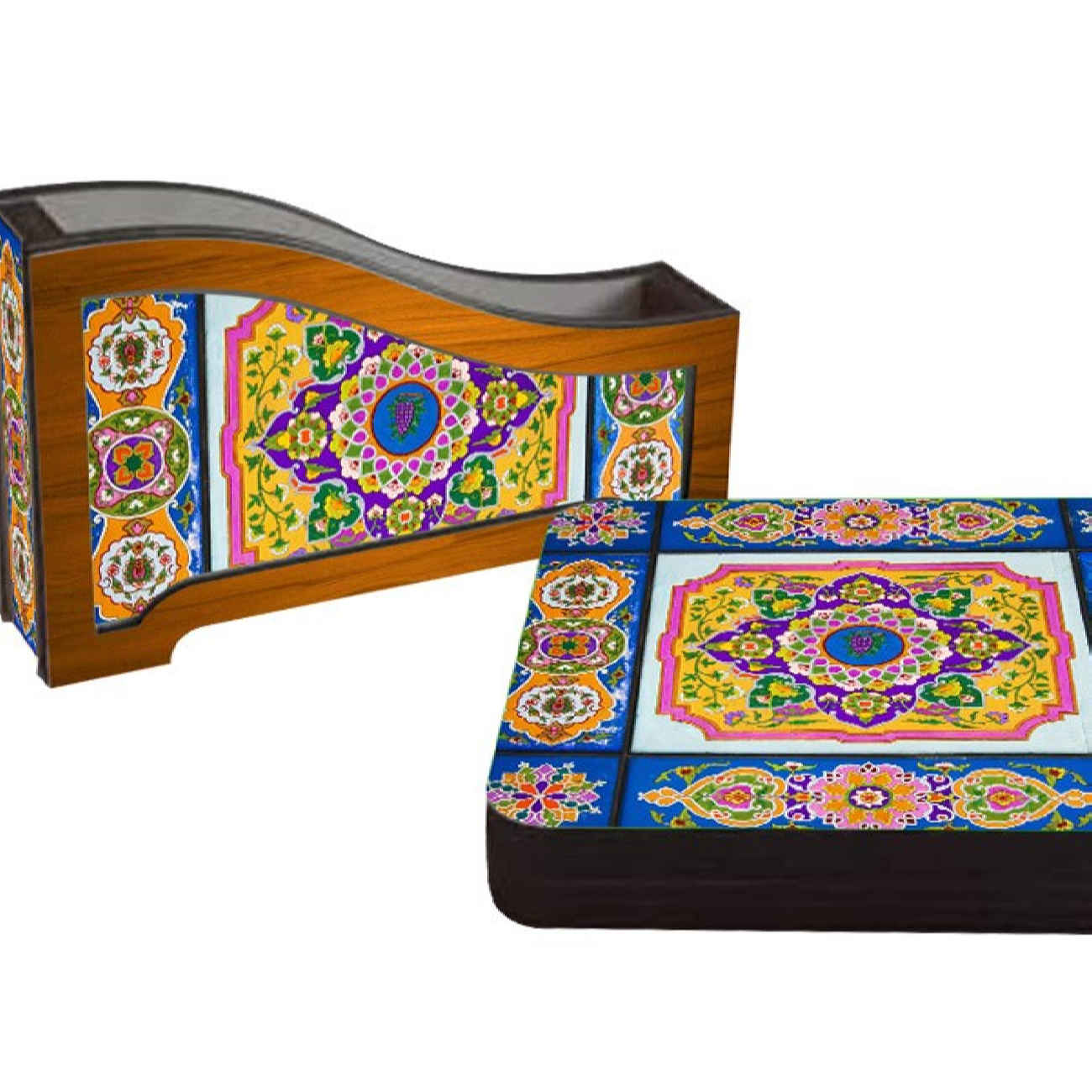 Holzuntersetzer mit iranischem Design (6er Pack)