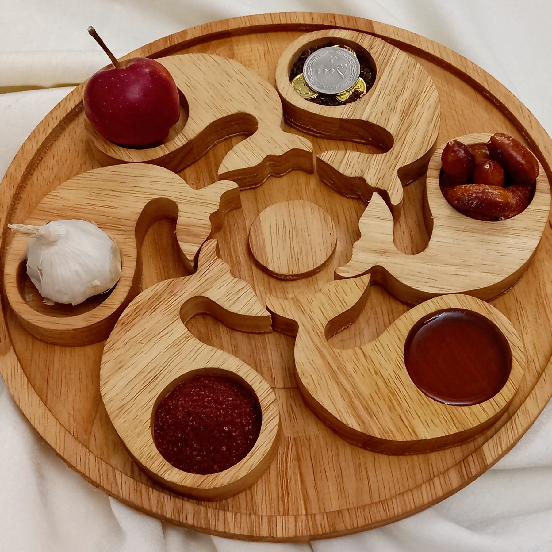 Persisches Holz-Haft-Seen-Set mit filigranen Wal-Gravuren (7-teilig)