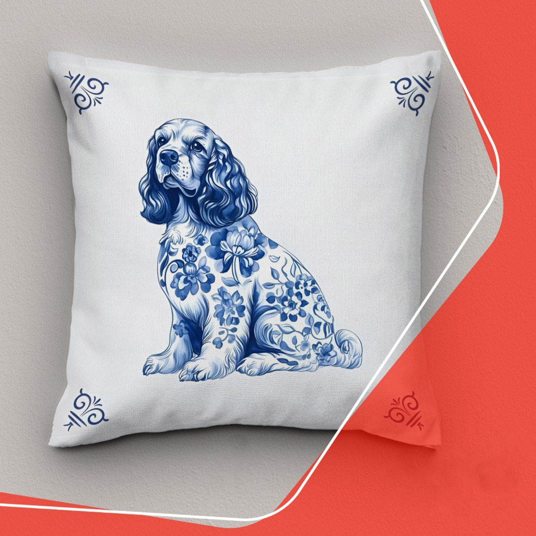 Blaue italienische Majolica-Design Kissenbezüge mit Tiermuster (2er Set)