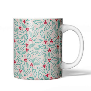 Keramik-Tasse mit Weihnachts-Holunder- und Beerenmuster