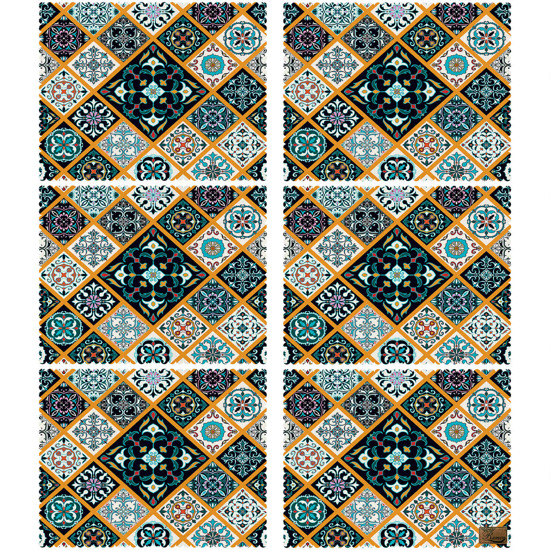 Moderne geometrische Blumen Tischsets – Ästhetisch & Praktisch (Set mit 6)