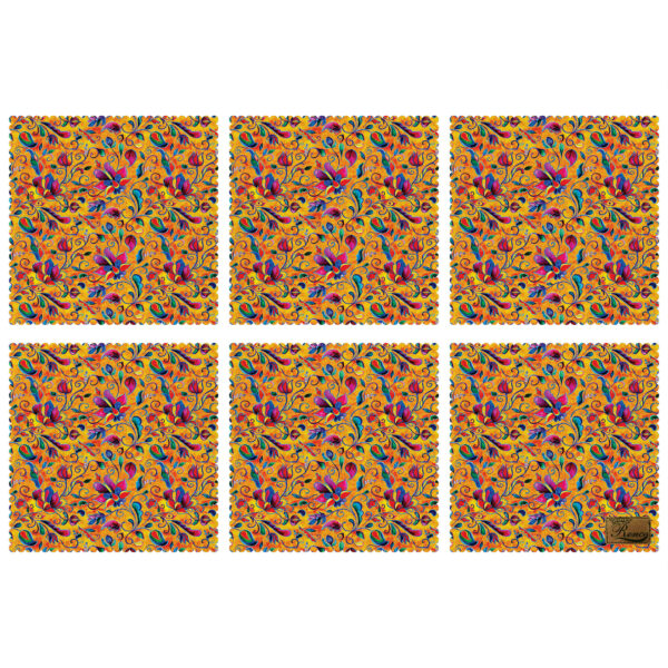 Dekoratives Blumenmuster-Tischset – Perfekt für die Tischdekoration (Set mit 6)