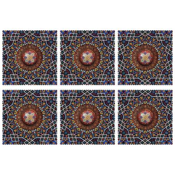 Dekoratives geometrisches Blumen-Tischset – Stil & Tradition (Set mit 6)