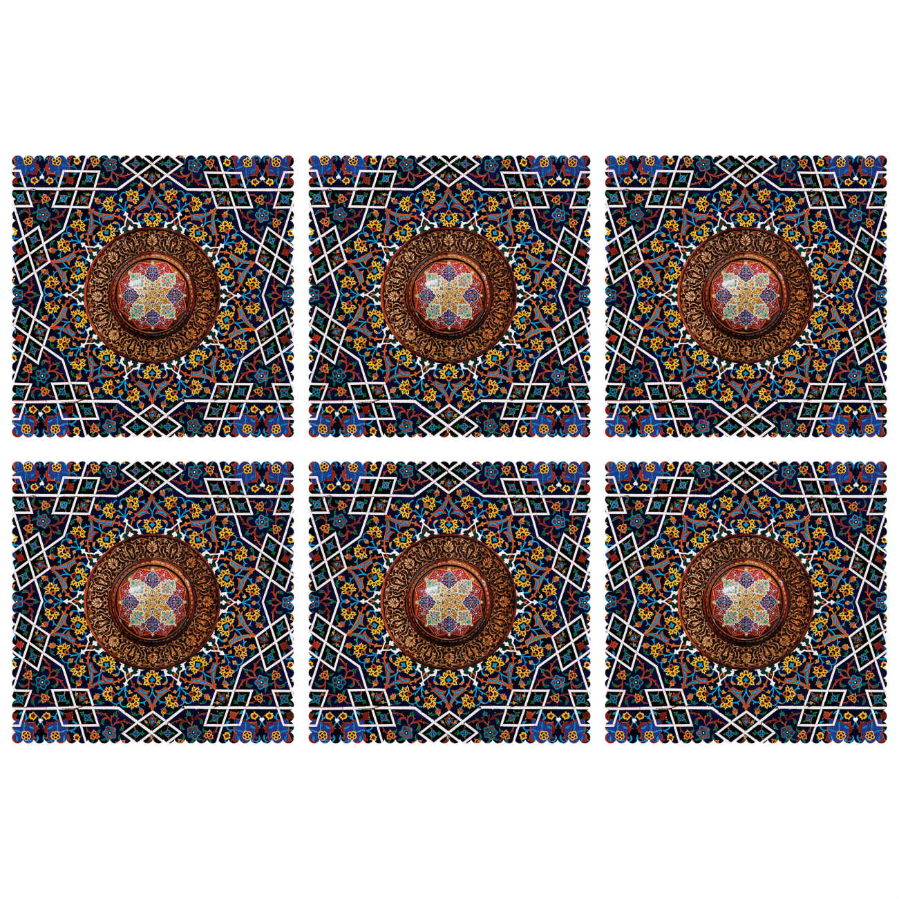 Dekoratives geometrisches Blumen-Tischset – Stil & Tradition (Set mit 6)